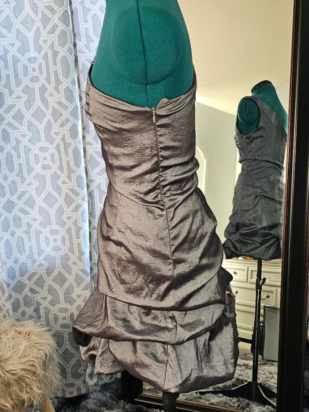 Cache Metallic One‑Shoulder Ruched Cocktail Dress – Size 6 - Picture 2 of 7